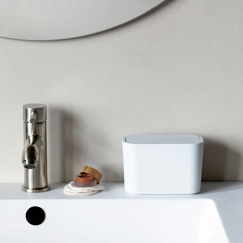 Cos de gunoi mini Brabantia MindSet 1005689, Acoperire minerala, Capac pivotant, Alb