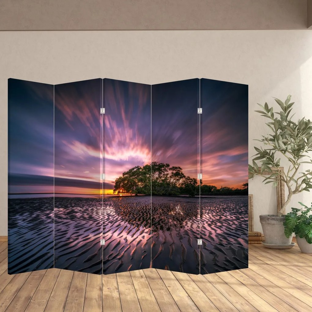 Paravan - Plajă în apus de soare (210x170 cm)