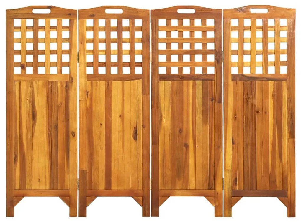 311879 vidaXL Paravan de cameră cu 4 panouri, 161x2x120 cm, lemn masiv acacia