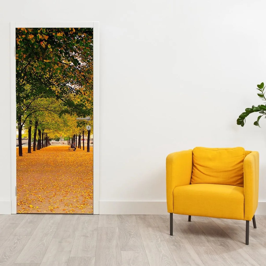 Fototapet pentru ușă - Aleea cu pomi toamna (95x205cm)