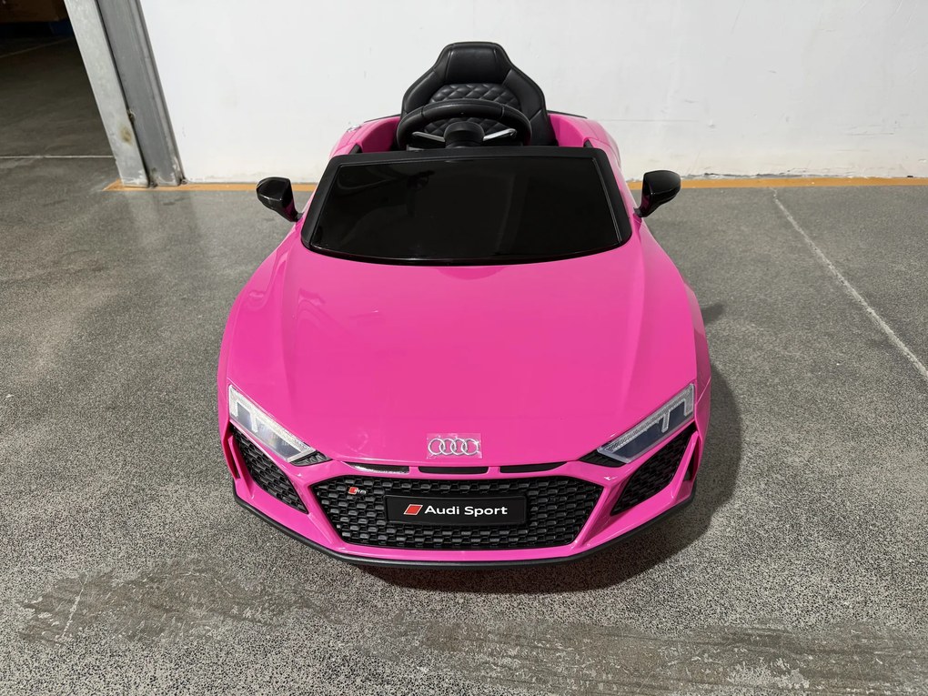 AIYAPLAY Mașinuță Electrică pentru Copii 12V Audi R8 Spyder, 3+ Ani, 3-5 km/h, cu 2 Motoare și Telecomandă, Roz | Aosom Romania