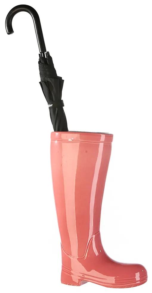 Suport umbrela BOOT, ceramica, roz, 45x26x11 cm