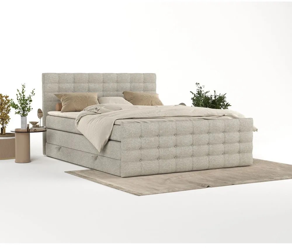 Pat boxspring bej cu spațiu de depozitare 180x200 cm Blend – Maison de Rêve