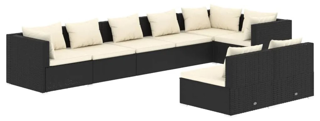 3102399 vidaXL Set mobilier de grădină cu perne, 8 piese, negru, poliratan