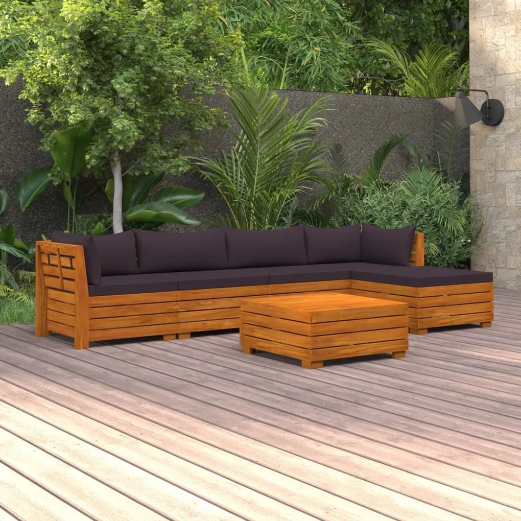 vidaXL Set mobilier grădină cu perne, 6 piese, lemn masiv acacia