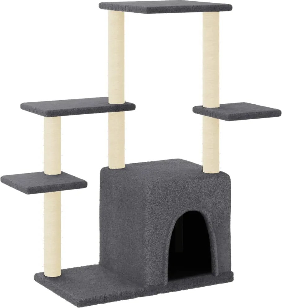 vidaXL Ansamblu de pisici, stâlpi din funie sisal, gri închis, 97,5 cm