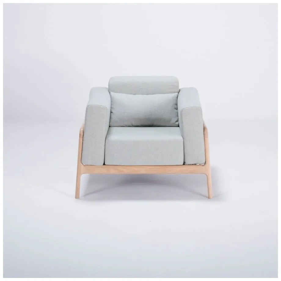 Fotoliu din lemn de stejar Gazzda Fawn, albastru - gri