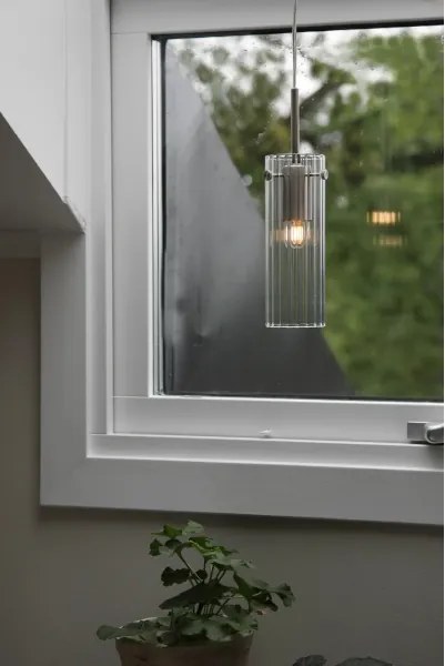 Markslöjd 109013 - Pendul pe cablu TIBIA 1xE14/40W/230V sticlă transparentă/alamă
