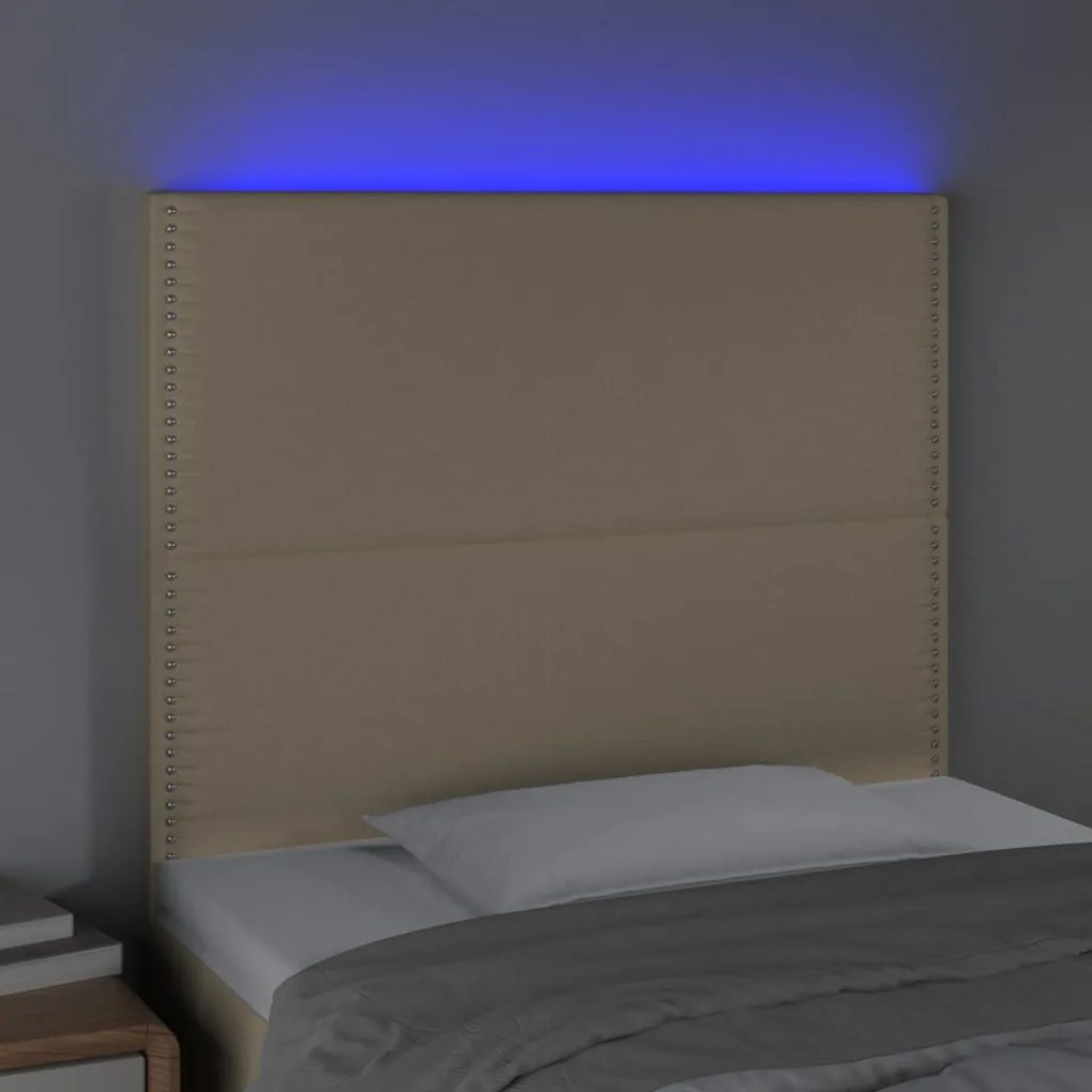 Tablie de pat cu LED, crem, 90x5x118 128 cm, textil 1, Crem, 90 x 5 x 118 128 cm