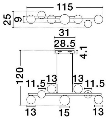 Lustra LED globuri sticla colorata SILENZIO
