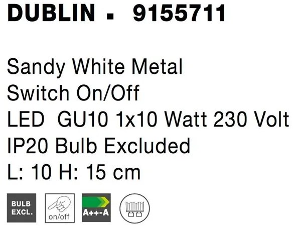 Aplica cu spot DUBLIN alb NVL-9155711