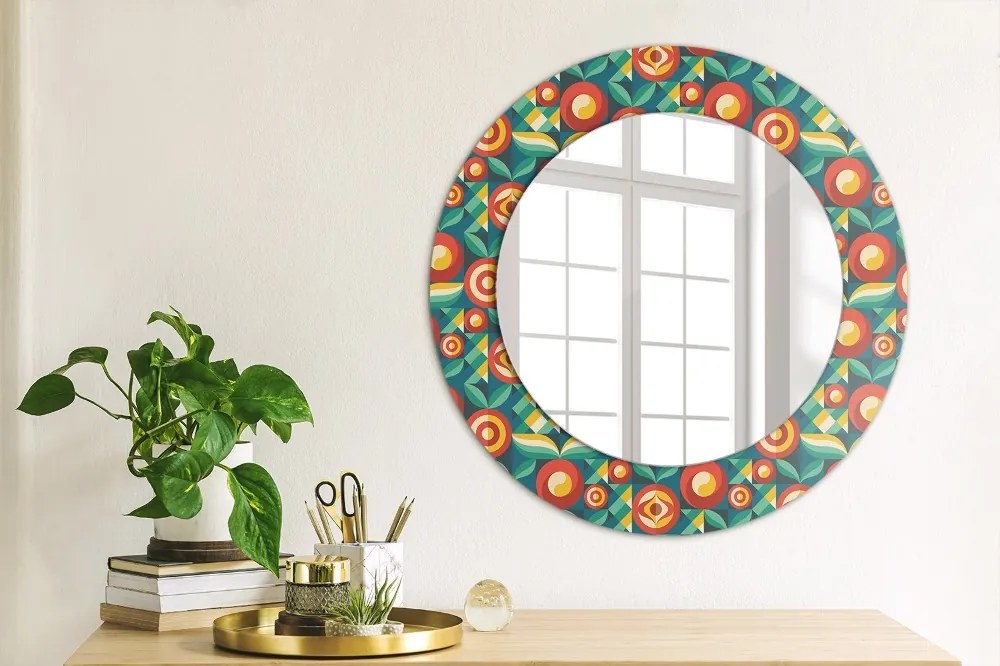 Oglinda rotunda imprimata Fructe și frunze geometrice