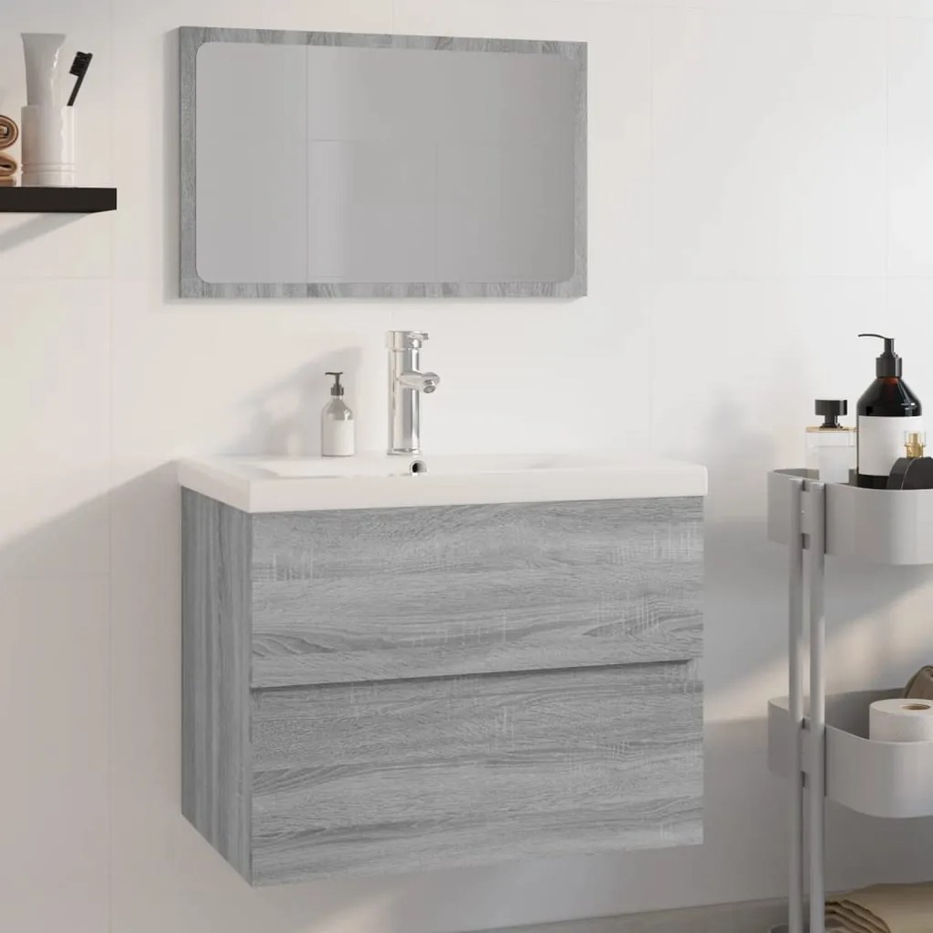 vidaXL Set de mobilier de baie, gri sonoma, lemn prelucrat