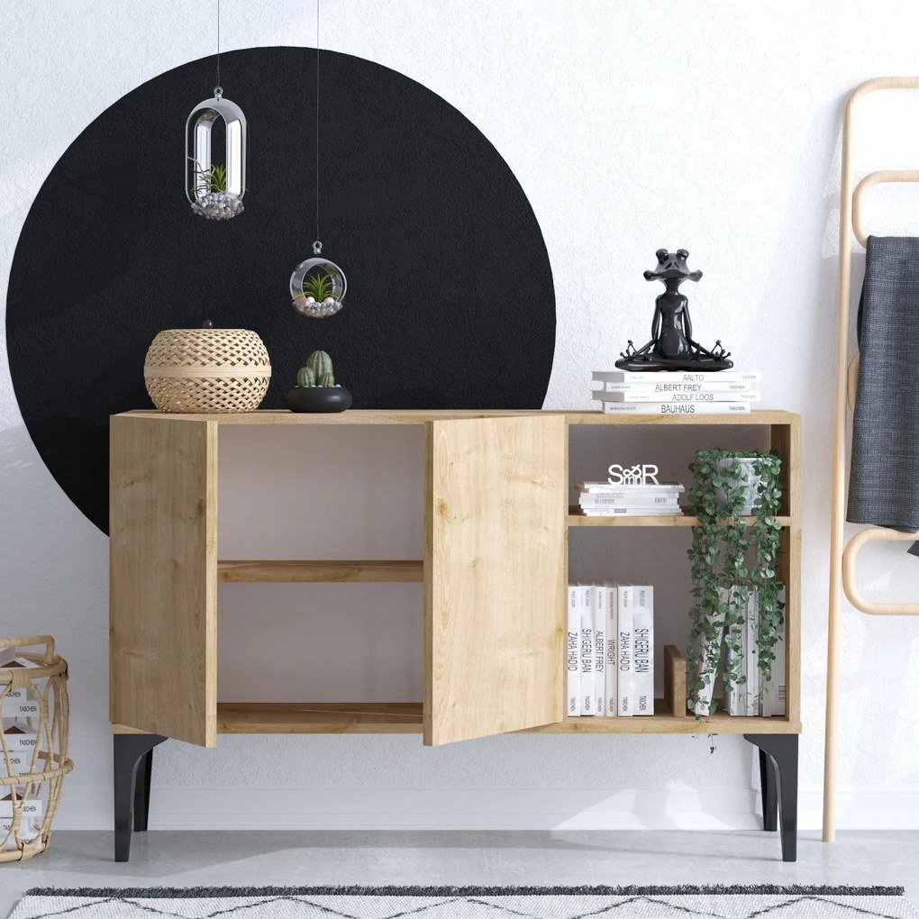 Dulap Octavia (Stejar safir + Negru). 1073171
