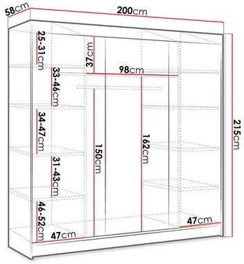 Dulap Galiana II (alb + stejar artizanal). Promo -17%. 1054063