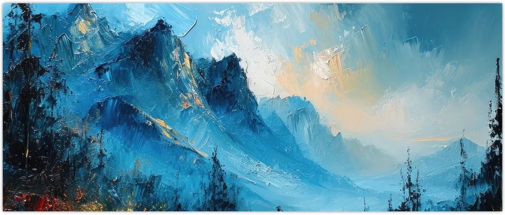 Tablou - Pictura munților (120x50 cm)