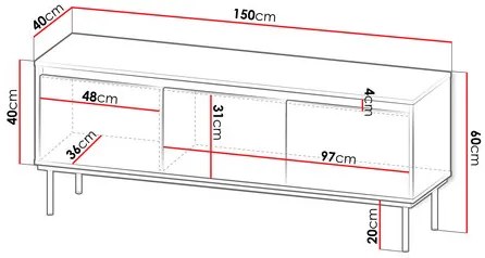 Dulap TV Gelean 3D (Negru + auriu) . 1106217
