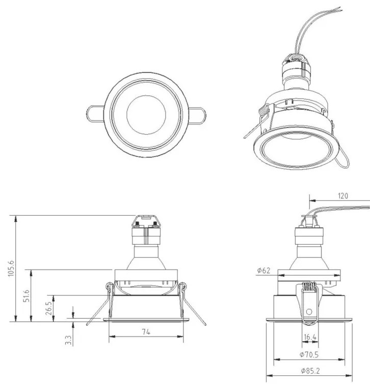 Spot incastrabil design modern Share negru/auriu MYDL053-01BMG