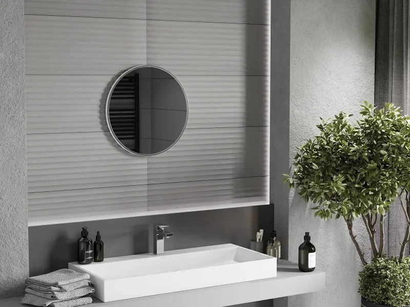 Mexen Loft oglindă de baie rotundă 50 cm, ramă inox - 9850-050-050-000-10