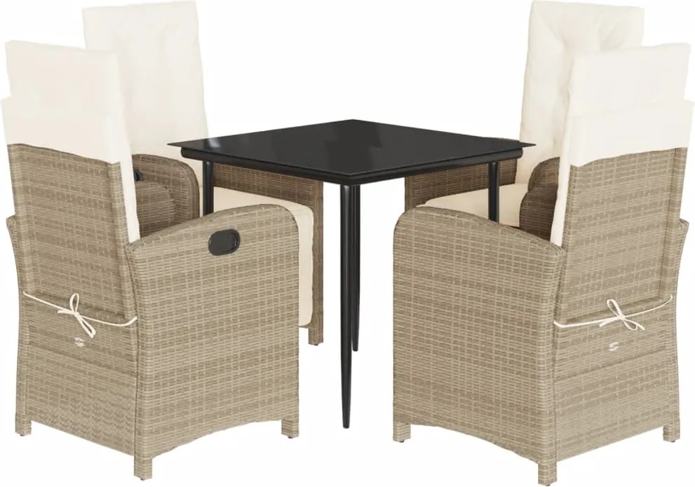 vidaXL Set mobilier de grădină cu perne, 5 piese, bej, poliratan