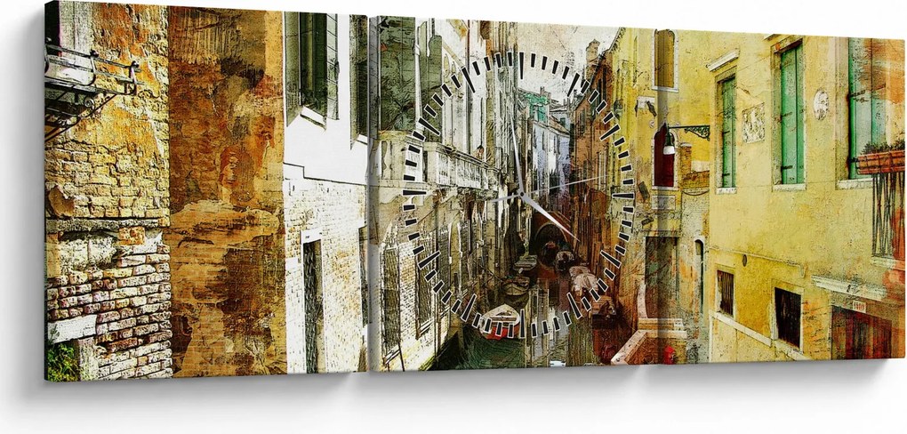 Tablou - Strada din Veneția (cu ceas) (90x30 cm)