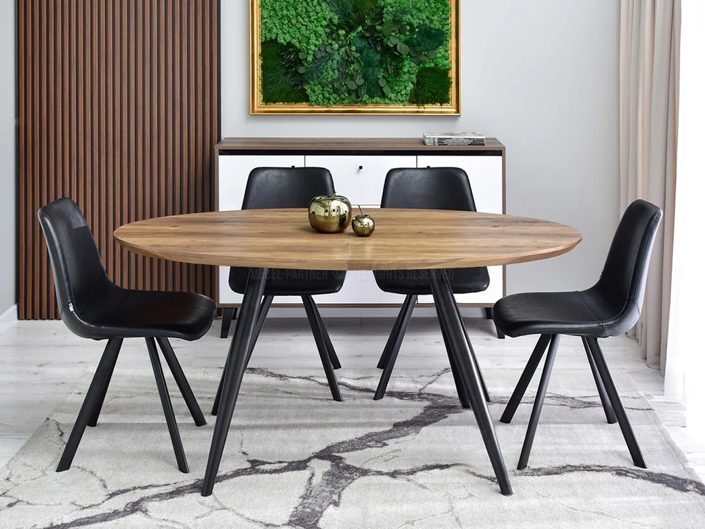 Masă de sufragerie Lisbon (nuc + negru). Promo -14%. 1111753