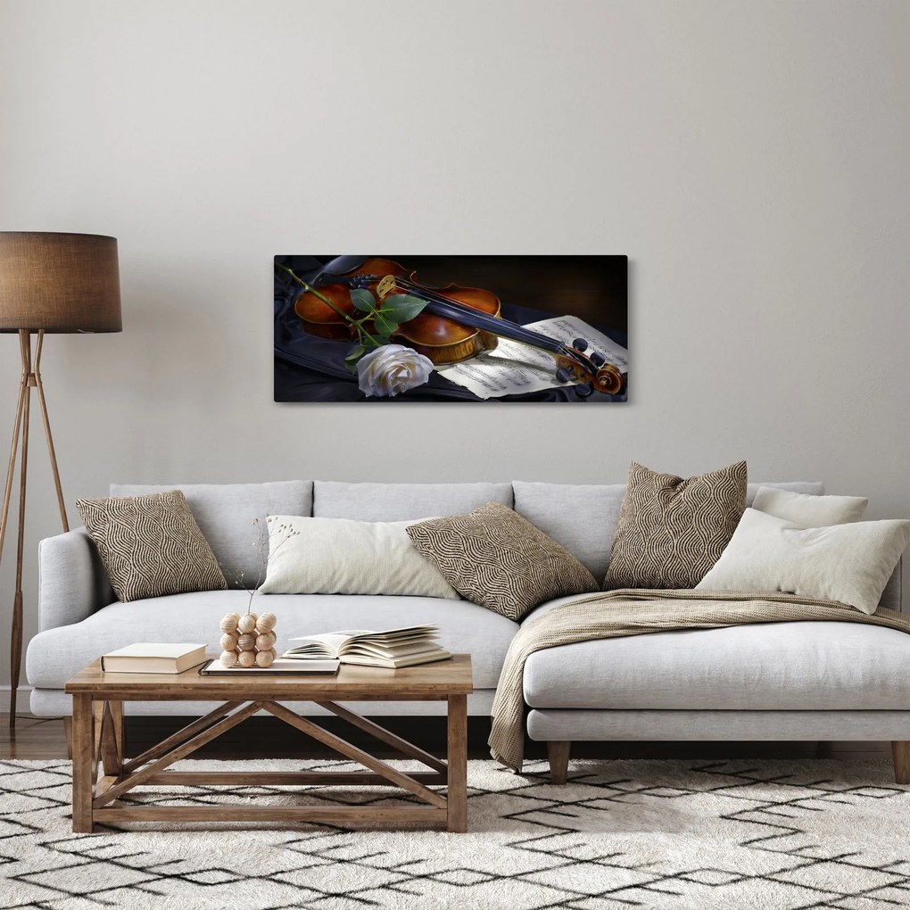 Tablou - Trandafiri și vioară (120x50 cm)
