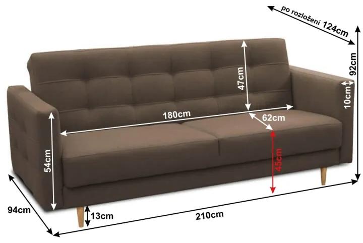 Canapea cu 3-locuri tapitat, material ciocolatiu, AMEDIA