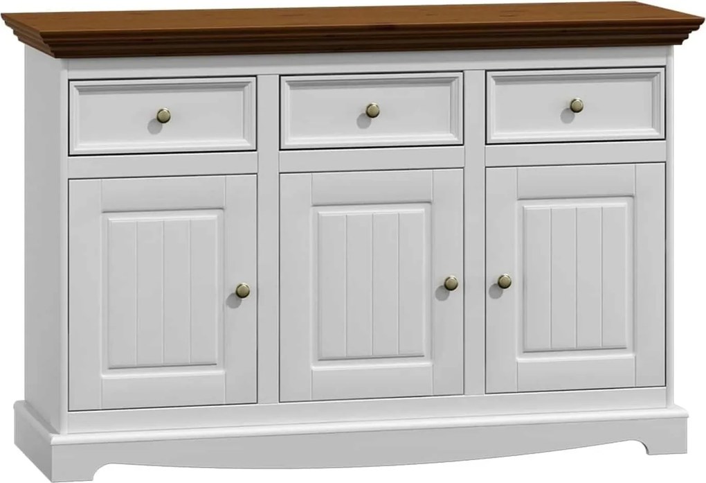 Comodă lemn masiv nuc Linea Alb-, 130 × 45 × 85 cm