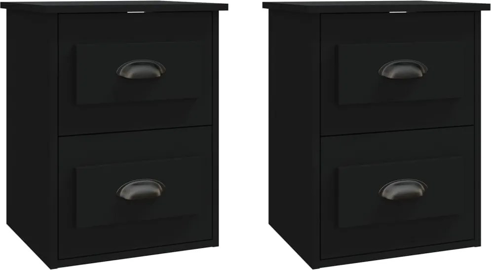 vidaXL Noptiere de perete, 2 buc., negru, 41,5x36x53cm