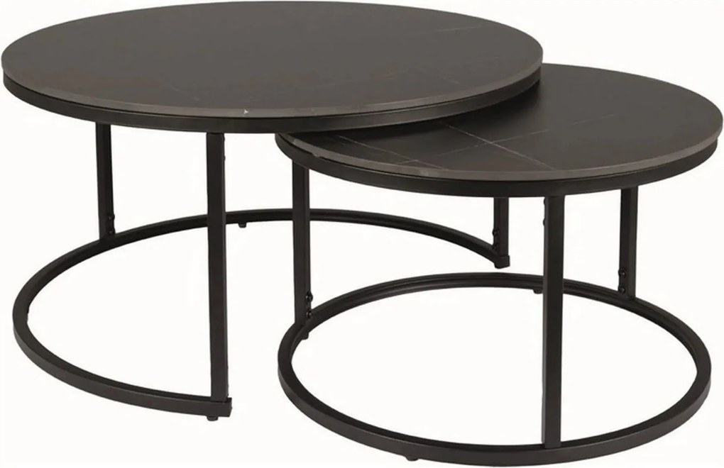 Set 2 masute cafea FERRANTE D, negru, ceramica/metal