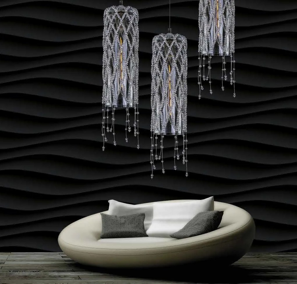 Lustra moderna Vision, eleganta, design LUX acoperita cu cristale ROSÉE CYLINDER