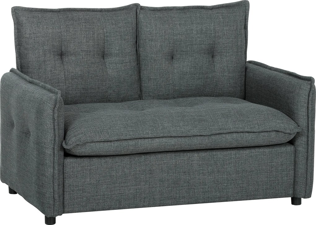 HOMCOM Canapea 2 locuri, canapea de living modernă 131 cm cu șezut căptușit, perne cu arcuri, țesătură tip in, gri închis | Aosom Romania