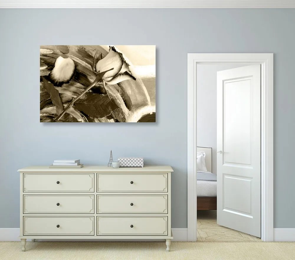 Tablou trandafir în design sepia