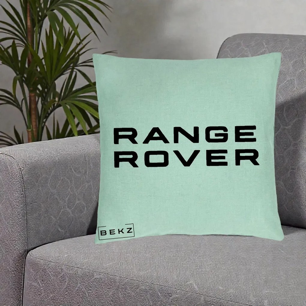 Perna Personalizata cu emblema Range Rover, 40x40 cm, Verde Menta, Husa Detasabila, Perna Inclusa, BEKZ®