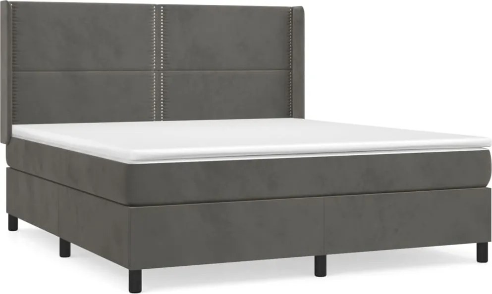vidaXL Pat box spring cu saltea, gri închis, 180x200 cm, catifea