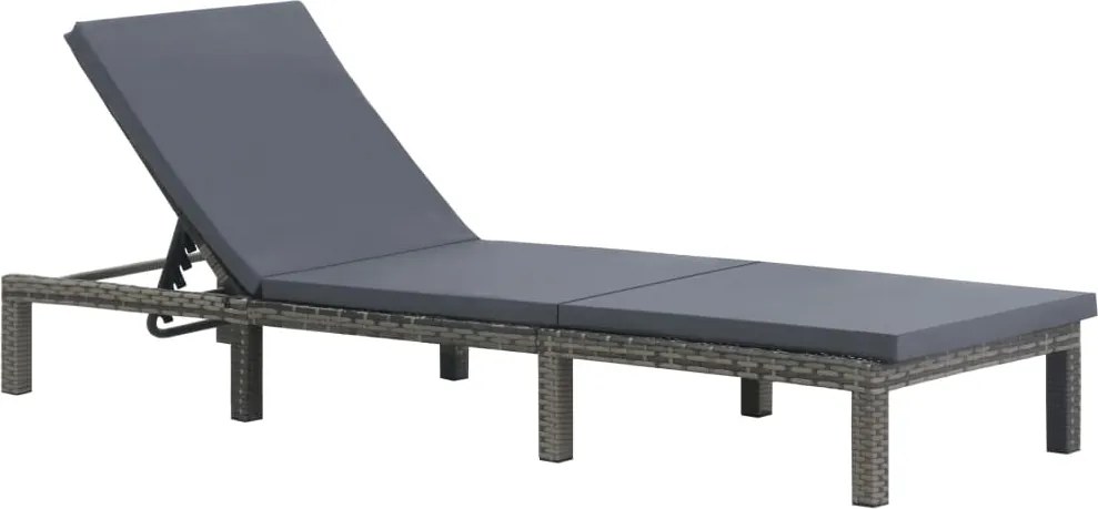 vidaXL Șezlong cu pernă, antracit, poliratan
