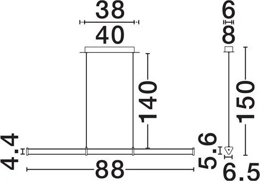 Lustra LED 2700K suspendata design liniar PHEME nickel satinat