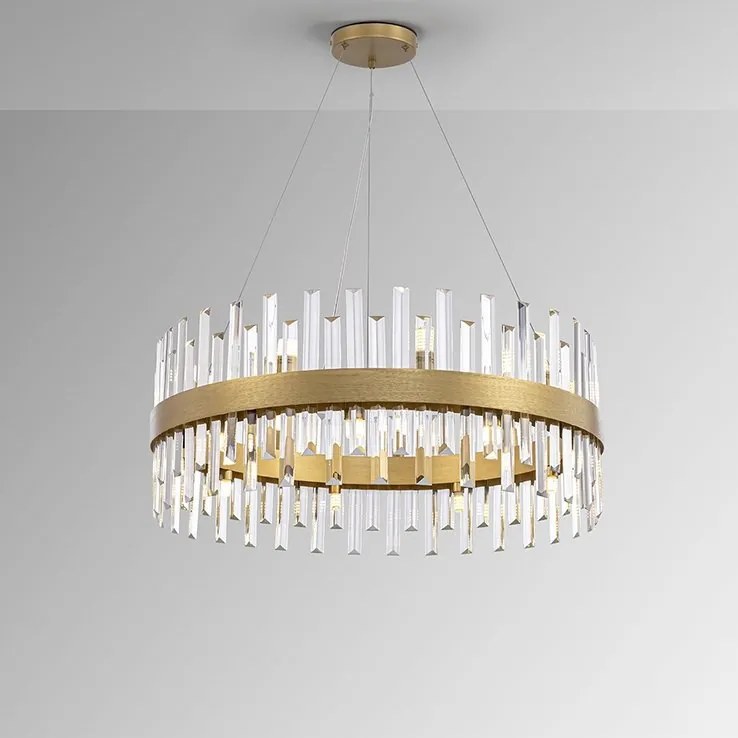 Lustra rotunda cu cristale din sticla Grace D75 auriu
