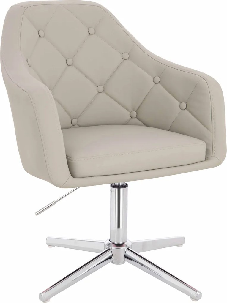 HR831CROSS Scaun Ecru Piele Ecologica Premium Soft cu Bază Cromata