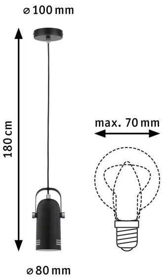 Paulmann LAVEA 79766 - Lustră suspendată pe cablu LED RGBW 1xE27/9W 230V, neagră
