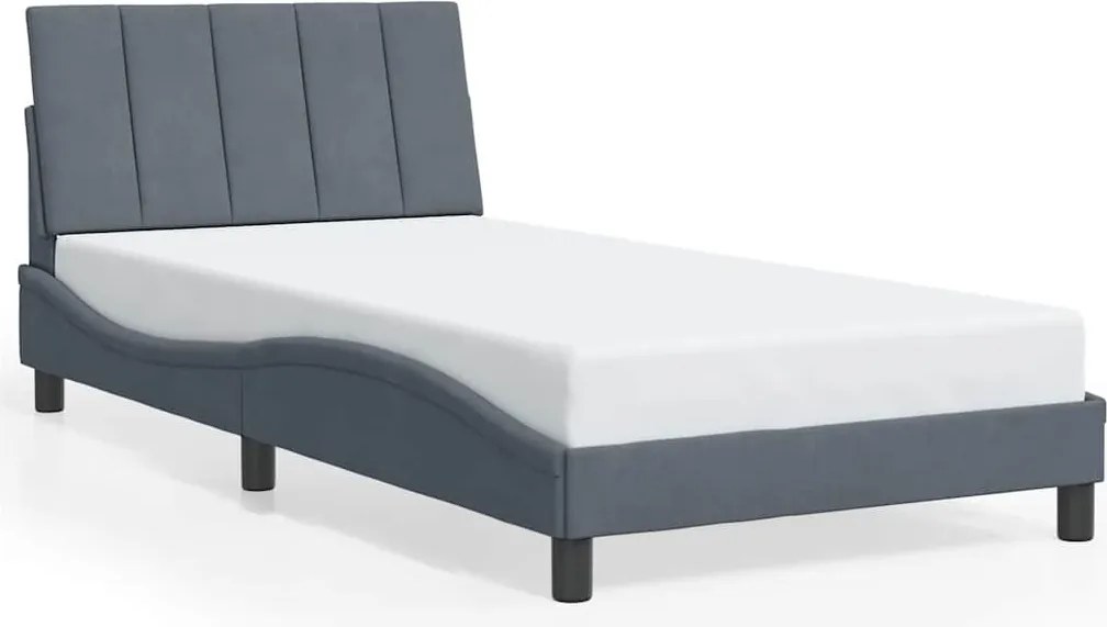 vidaXL Cadru de pat fără saltea, Hanko, gri închis, 100x203 cm, catifea