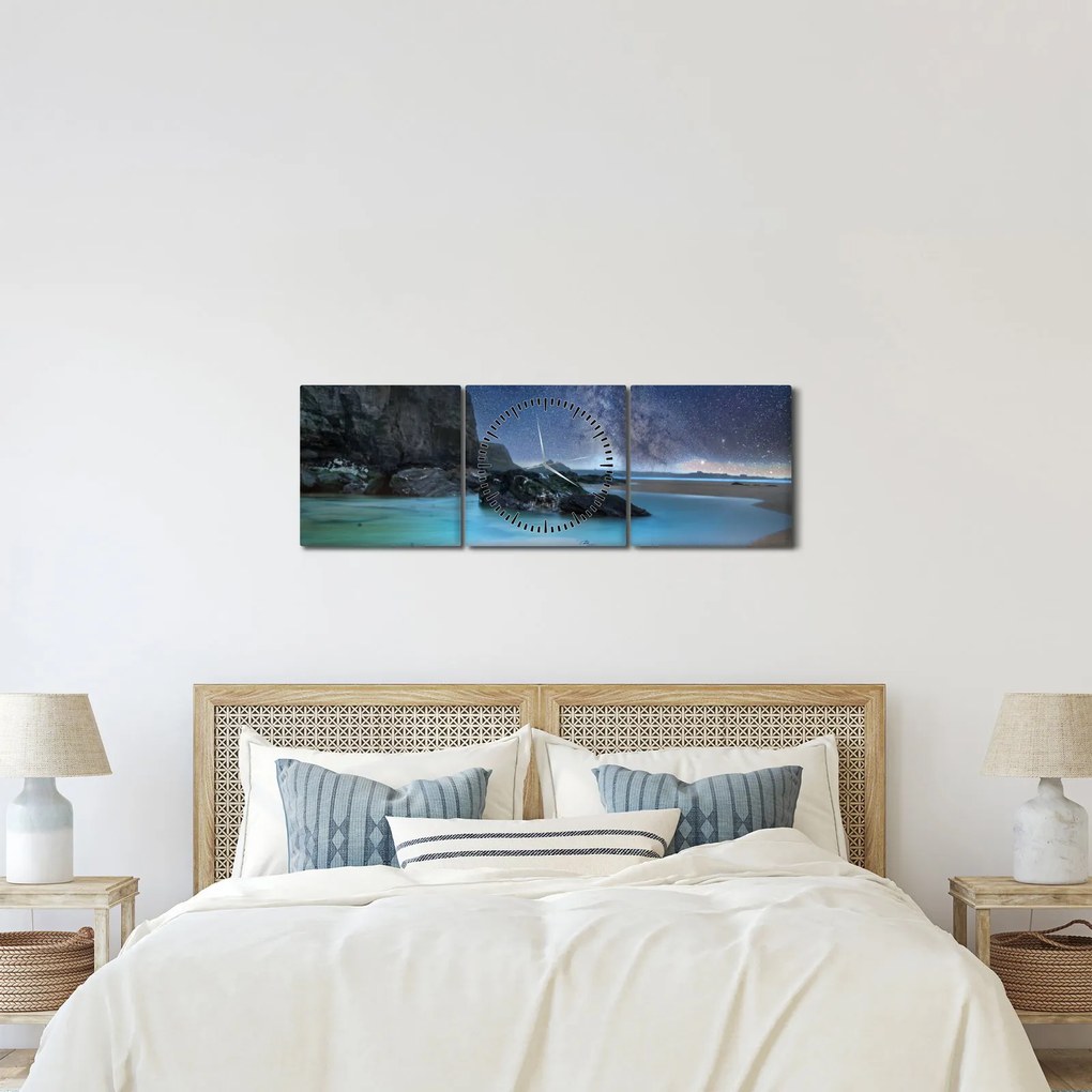 Tablou cu plaja (cu ceas) (90x30 cm)