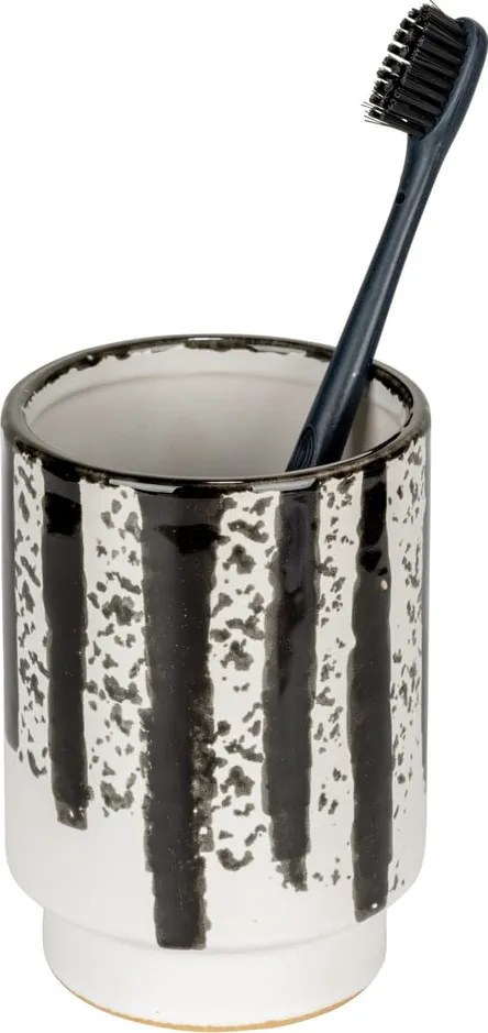 Suport pentru periuța de dinți alb-negru din ceramică Subiza – Wenko