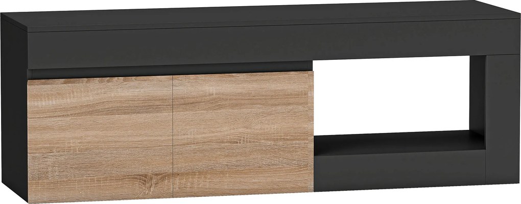 HOMCOM Comodă TV 2 uși pentru televizoare de până la 152,4 cm, mobilier TV cu dulap și poliță deschisă, negru | Aosom Romania