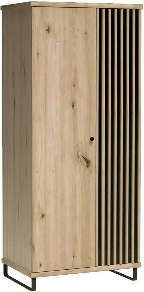 Dulap CALIA C1, stejar artisan/negru, PAL laminat, cu 2 usi, 86x58x191