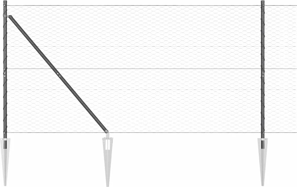 vidaXL Stâlp de gard. Gri 25 x 1,4 m (plasă de 36 mm) Oțel și PVC