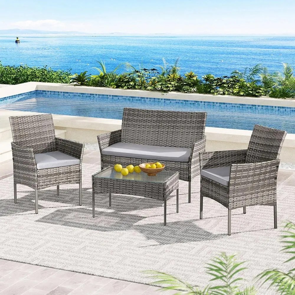 Set mobilier de grădină 7 piese din ratan Avenberg GRANDE gri