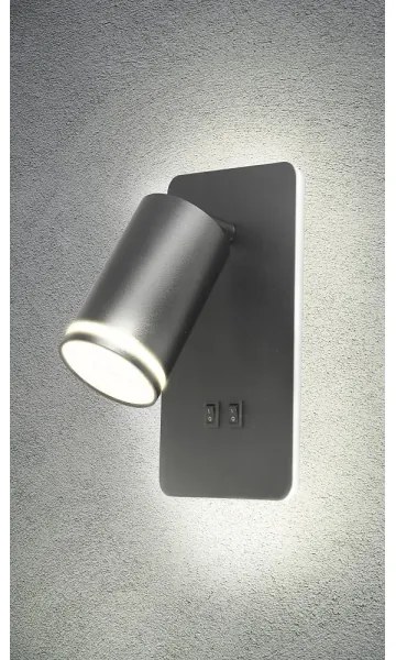 Spot LED de perete PARIS 1xGU10/10W/230V + LED/6W/230V negru