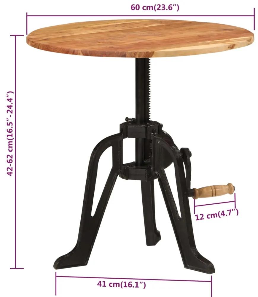 Masa laterala, 60x(42-62) cm, lemn masiv de acacia si fonta 1, 60 x (42-62) cm, lemn masiv de acacia